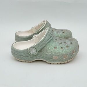Crocs glitter in a purple/green mermaid shimmer sparkle kids size 8